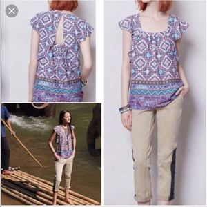 Meadow Rue Aztec Geometric Flutter Blouse